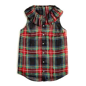 J.Crew Tartan Sleeveless Ruffle Top NWT